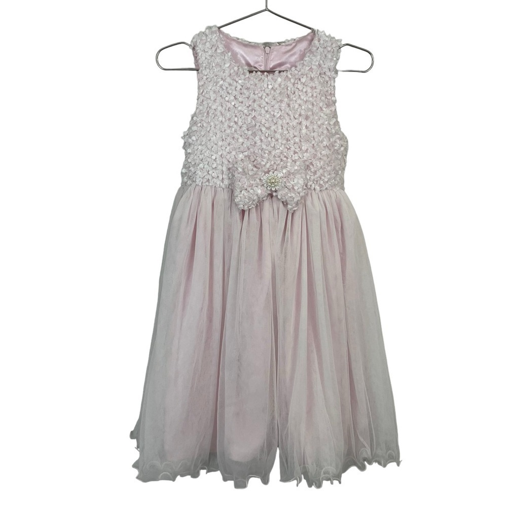 American Princess Party Dress Toddler Girls Sz 5 Pink Floral Tulle Formal EUC